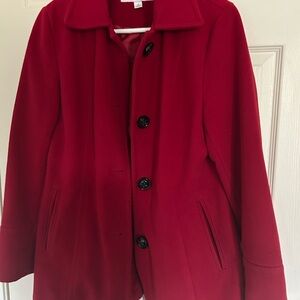 Liz Claiborne Women's Vibrant Red Pea Coat